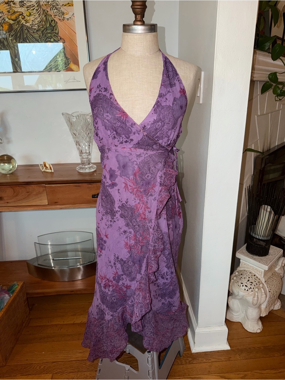 2000s Charlotte Russe Lavender Floral Halter dress